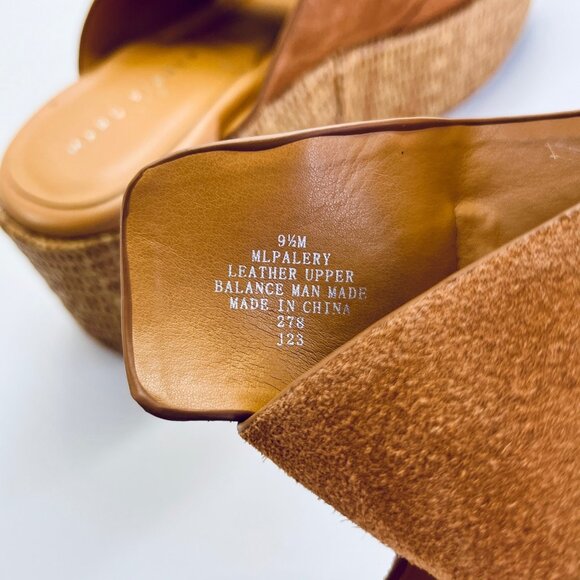 Marc Fisher Palery Suede Platform Sandal Size 9.5 Brown Leather Espadrille - Picture 8 of 15